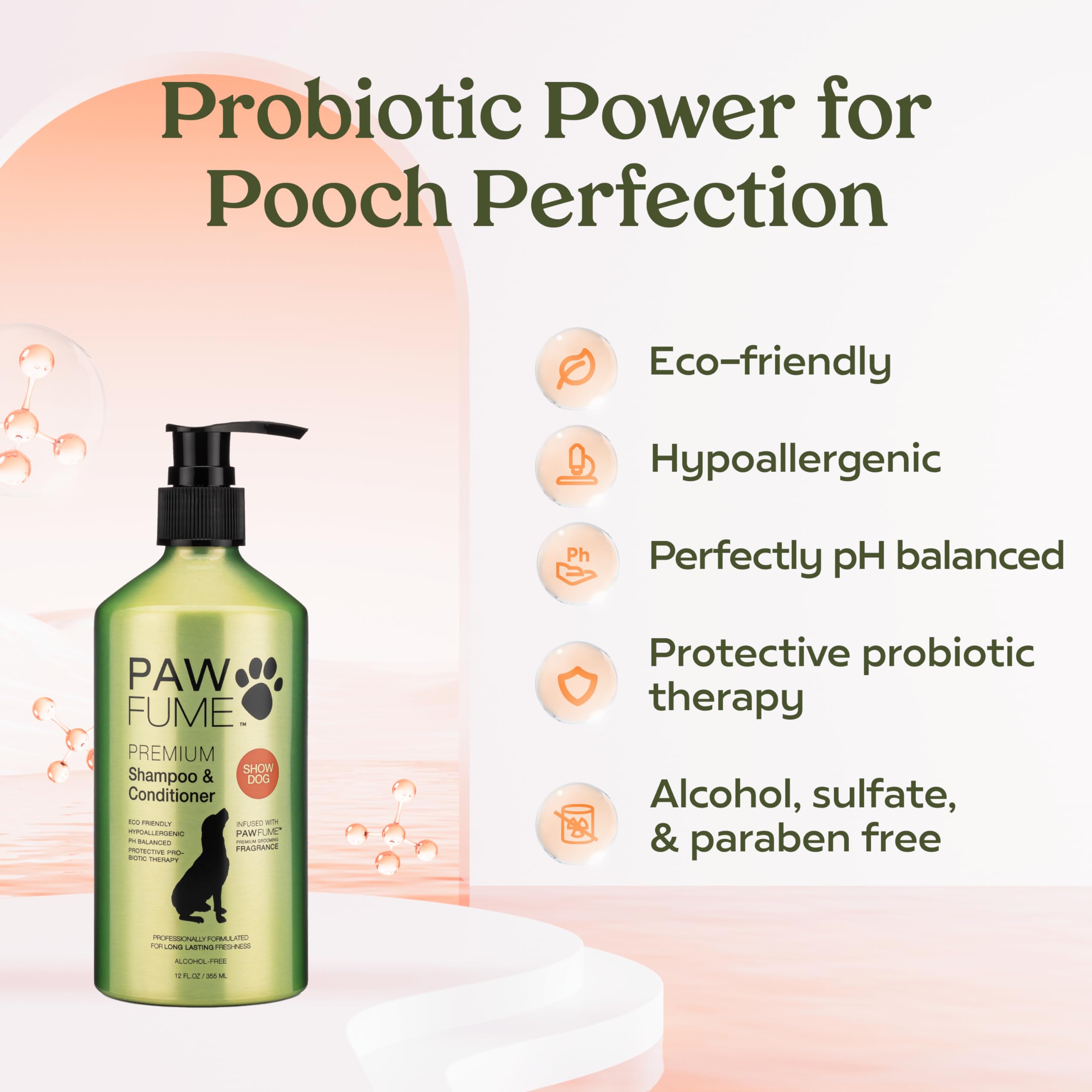 PAWFUME Deshedding Dog Shampoo and Conditioner, Show Dog, 1-Pack ? Nourish & Detangle for Silky Soft Coat ? Probiotic, Deep-Cleaning, pH-Balanced Formula ? Salon-Quality Shampoo for Dogs - Image 3
