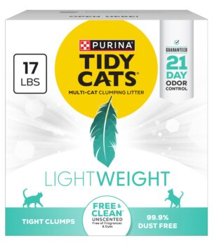 Purina Tidy Cats LightWeight?Free and Clean Unscented, Multi-Cat, Clumping, 99.9 Percent Dust Free Cat Litter - 17 lb. Box