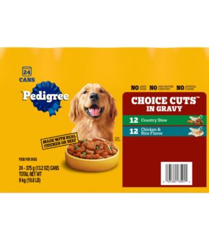 Pedigree Choice Cuts in Gravy Adult Canned Soft Wet Dog Food, Chicken & Rice & Country Stew, 13.2 oz. Cans (24 Count, Pack of 1)