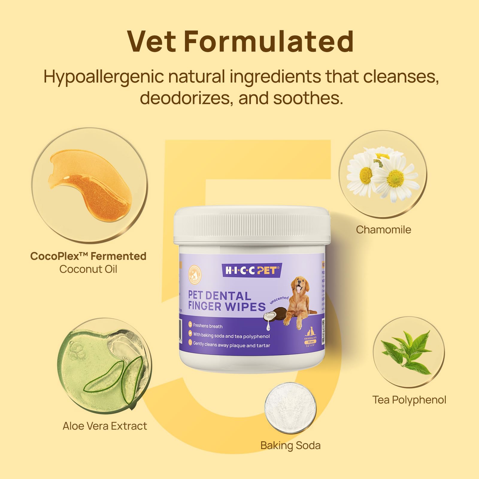 HICC PET Teeth Cleaning Wipes for Dogs & Cats, Vet-Recommended Remove Bad Breath & Plaque & Tartar Buildup Dog Finger Toothbrush Wipes, Dog Tooth Brushing Kit Remove Stain & Gum Care for Small Animal - Image 3