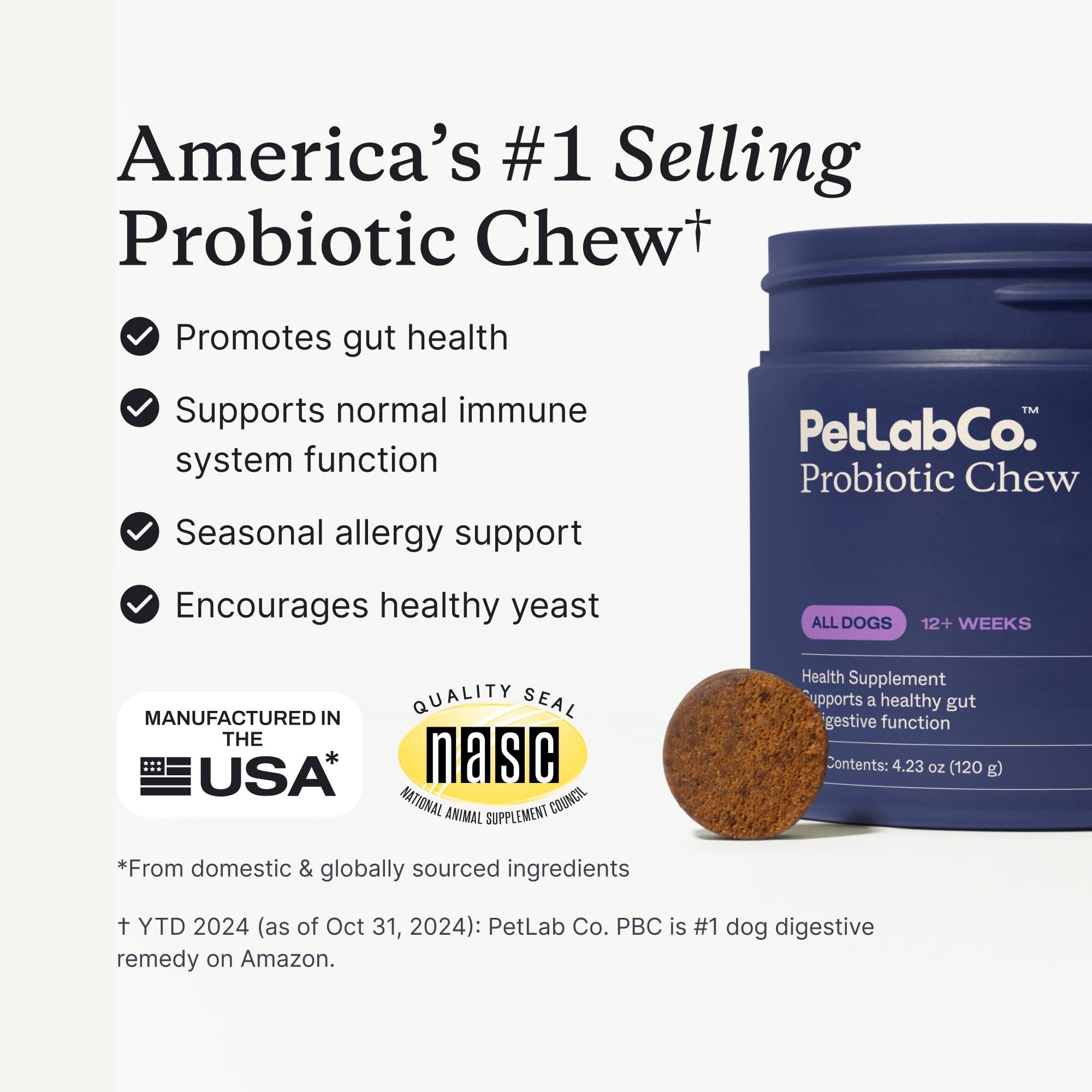 PetLab Co. Probiotics for Dogs, Support Gut Health, Occasional Diarrhea, Digestive Health & Seasonal Allergies - Pork Flavor - 30 Soft Chews - Packaging May Vary - Image 3