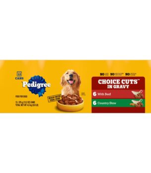 Pedigree Choice Cuts in Gravy Adult Canned Soft Wet Dog Food, Beef & Country Stew, 13.2 oz. Cans (12 Count, Pack of 1)
