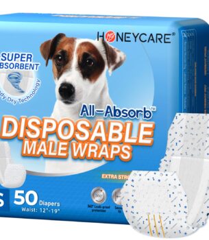 HONEY CARE All-Absorb A26 Male Dog Wrap, 50 Count, Small