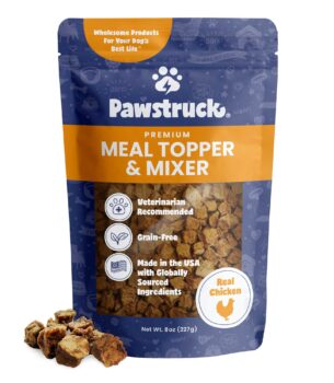 Pawstruck Vet Recommended Air Dried Dog Food Toppers for Picky Eaters, Made in USA with Real Chicken, Premium Meal Mix-in Kibble Enhancer, 8 oz, Packaging May Vary