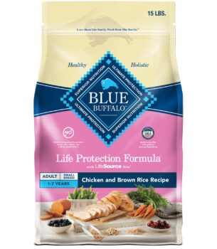 Blue Buffalo Life Protection Formula Adult Small Breed Dry Dog Food, Supports High Energy Needs, Made with Natural Ingredients, Chicken & Brown Rice Recipe, 15-lb Bag