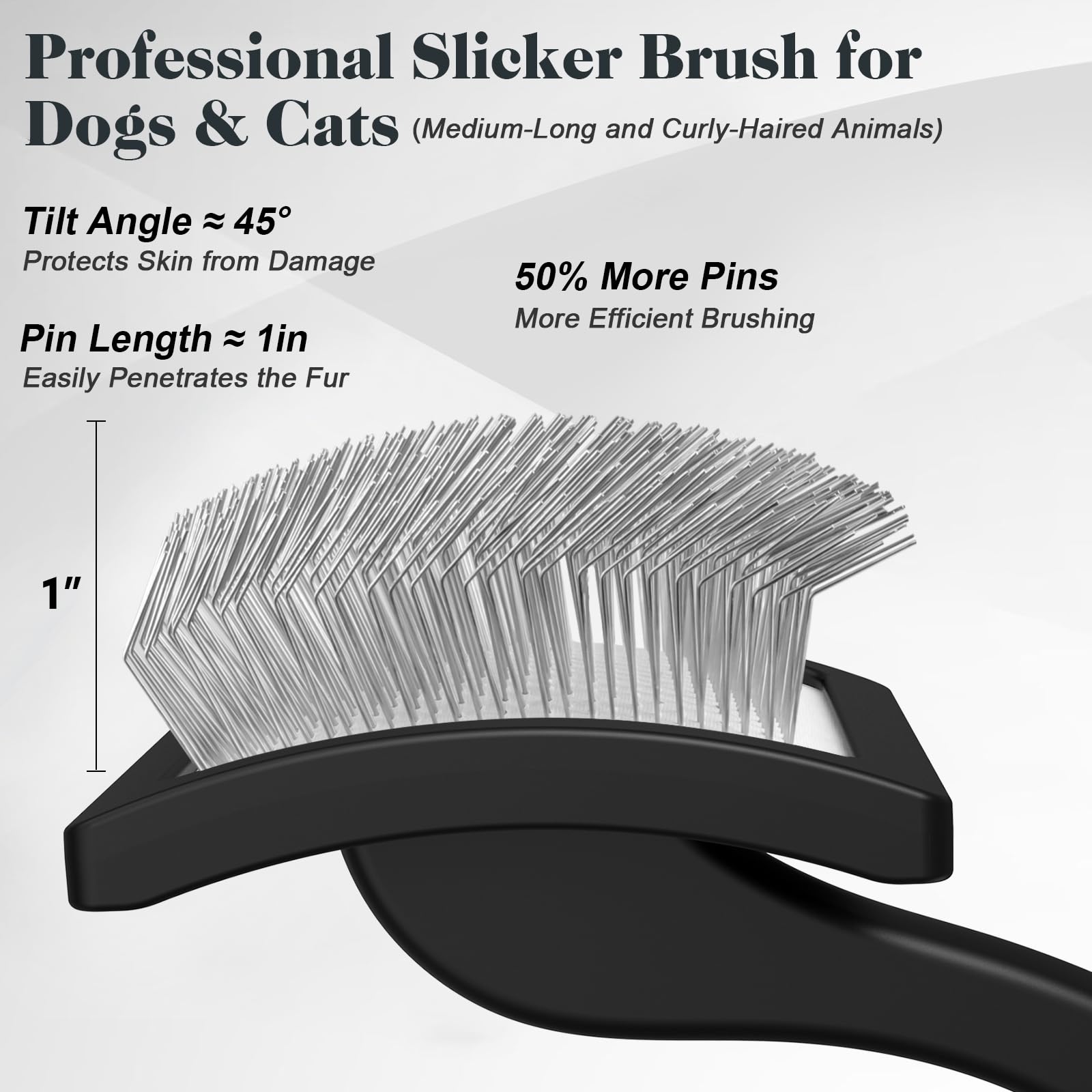 2PCS Slicker Brush for Dogs & Pet Comb,Professional Dog Grooming Brush (Goldendoodles,Poodles,Labradoodles) with Extra Long Pins to Effectively Remove Tangles, Knots and Mats (Black Large) - Image 3