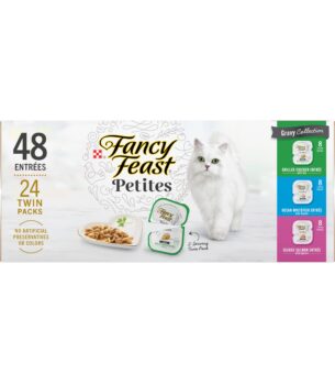 Purina Fancy Feast Gourmet Wet Cat Food Variety Pack, Petites Gravy Collection, break-apart tubs, 48 servings - (Pack of 24) 2.8 oz. Tubs