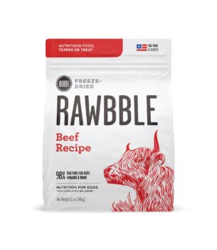 BIXBI Rawbble Freeze Dried Dog Food, Beef Recipe, 12 oz - 98% Meat and Organs, No Fillers - Pantry-Friendly Raw Dog Food for Meal, Treat or Food Topper - USA Made in Small Batches