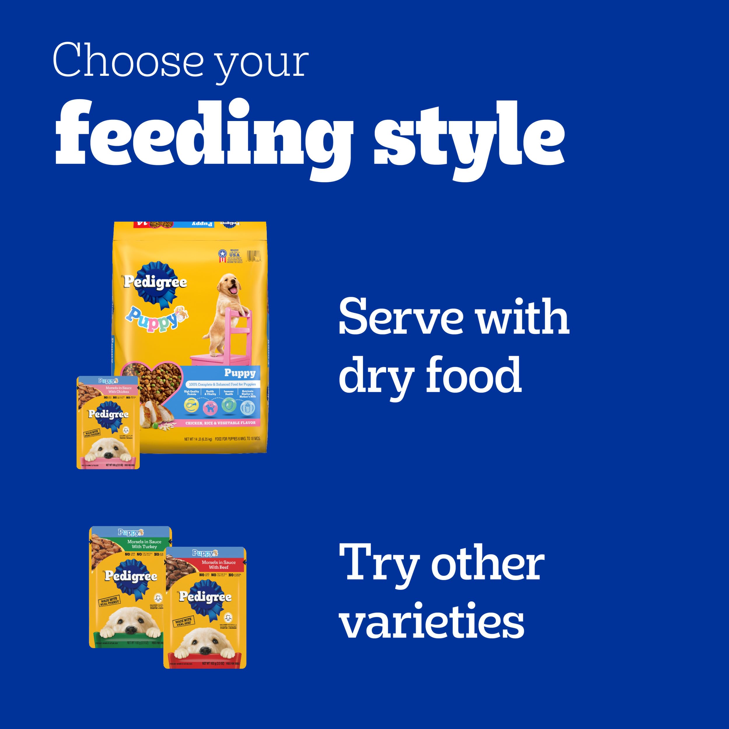 Pedigree Puppy Soft Wet Dog Food Variety Pack, 3.5 oz Pouches, 18 Count (Pack of 2) - Image 10