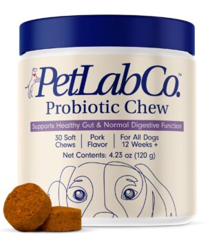 PetLab Co. Probiotics for Dogs, Support Gut Health, Occasional Diarrhea, Digestive Health & Seasonal Allergies - Pork Flavor - 30 Soft Chews - Packaging May Vary
