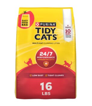 Purina Tidy Cats Clumping Cat Litter Odor Control, 24/7 Performance Multi Cat Litter - 16 lb. Bag