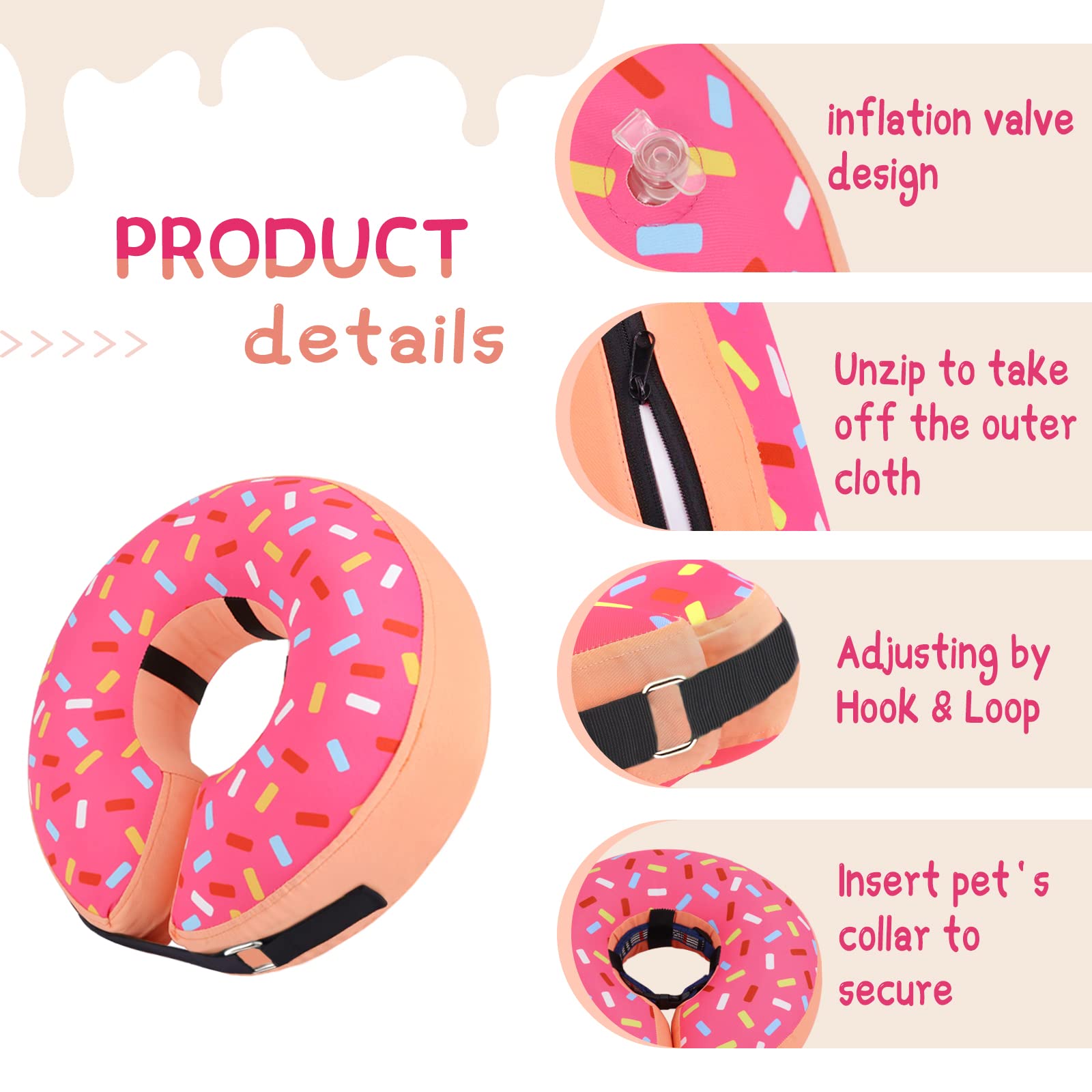 Supet Inflatable Dog Cone Collar Alternative After Surgery, Doggie Neck Donut Collar Recovery ECollar for Post Surgery, Soft Dog Cone for Small Medium Puppies Cats - Image 7
