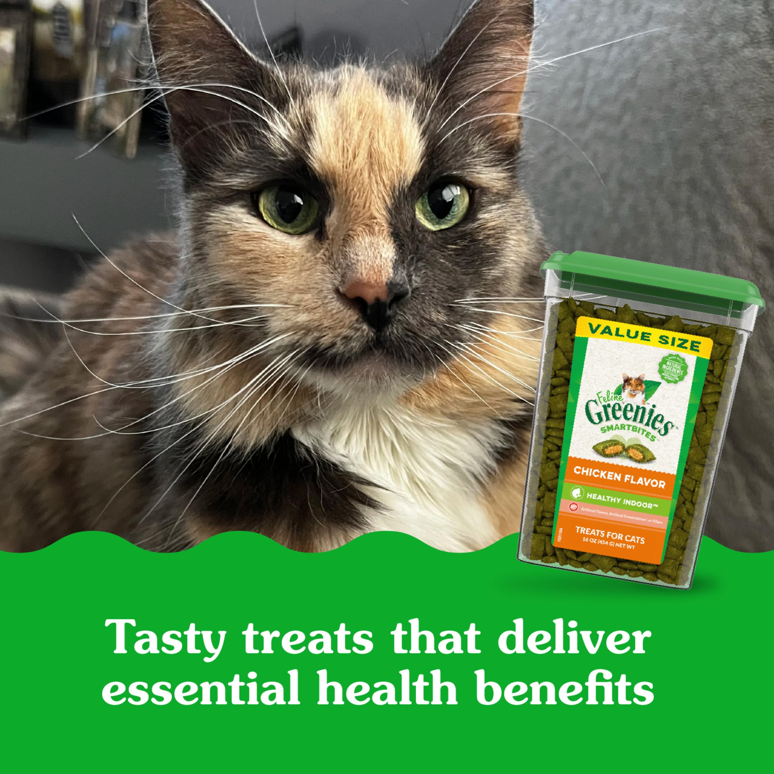 Greenies Feline Smartbites Hairball Control for Cats Chicken Flavor 16oz - Image 3