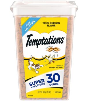 Temptations Classic Crunchy and Soft Cat Treats Tasty Chicken Flavor, 30 oz. Tub