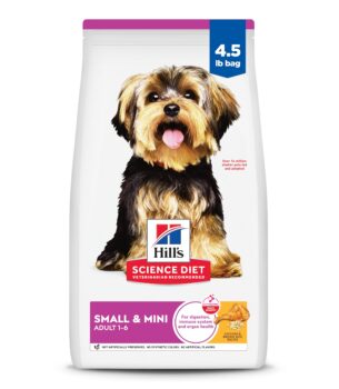 Hill's Science Diet Small & Mini, Adult 1-6, Small & Mini Breeds Premium Nutrition, Dry Dog Food, Chicken & Brown Rice, 4.5 lb Bag