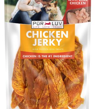 Pur Luv Dog Treats, Chicken Jerky for Dogs, Made with 100% Real Chicken Breast, 16 Ounces, Healthy, Easily Digestible, Long-Lasting, High Protein Dog Treat, Satisfies Dog's Urge to Chew