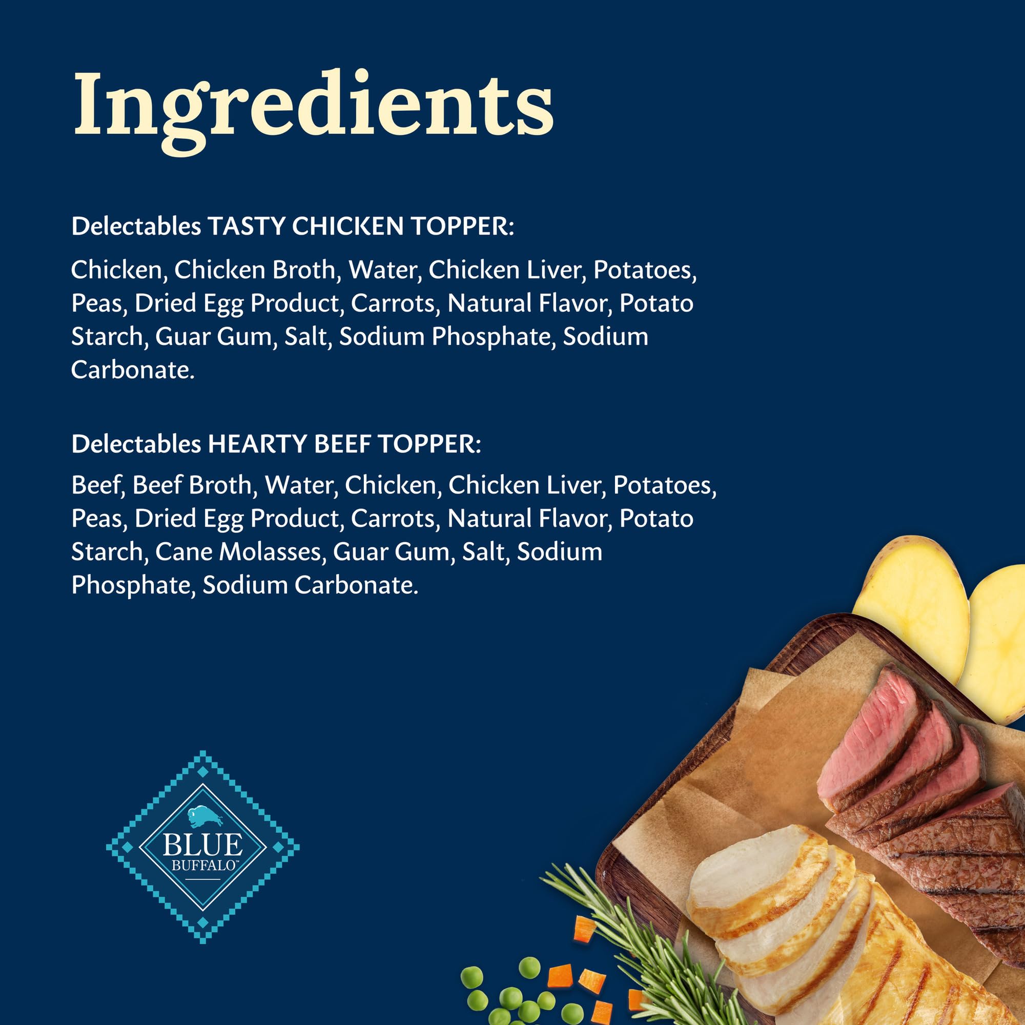 Blue Buffalo Delectables Natural Wet Dog Food Toppers Variety Pack, Tasty Chicken & Hearty Beef, Cuts in Gravy, 3-oz. (12 Pouches, 6 of Each Flavor) - Image 5