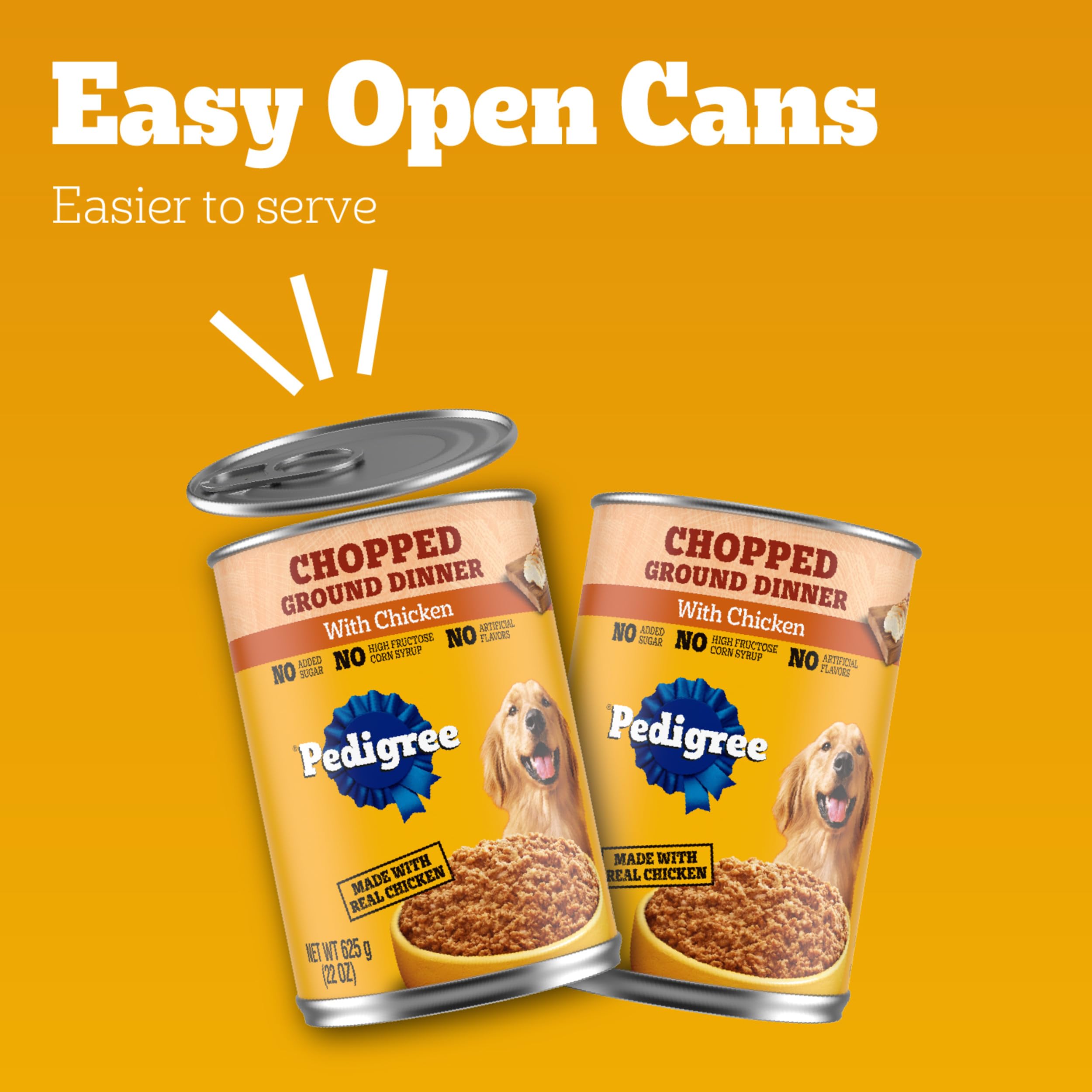 Pedigree Chopped Ground Dinner Adult Canned Soft Wet Dog Food Chicken Flavor, 22 oz. Cans (12 Count, Pack of 1) - Image 9