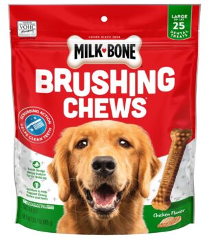 Milk-Bone Brushing Chews Daily Dental Dog Treats, Chicken Flavor, Large, 25 Count