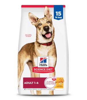 Hill's Science Diet Adult 1-6, Adult 1-6 Premium Nutrition, Dry Dog Food, Chicken & Barley, 15 lb Bag