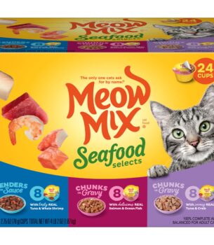 Meow Mix Seafood Selects Wet Cat Food Variety Pack, 2.75 Ounce Cups (Pack of 24)