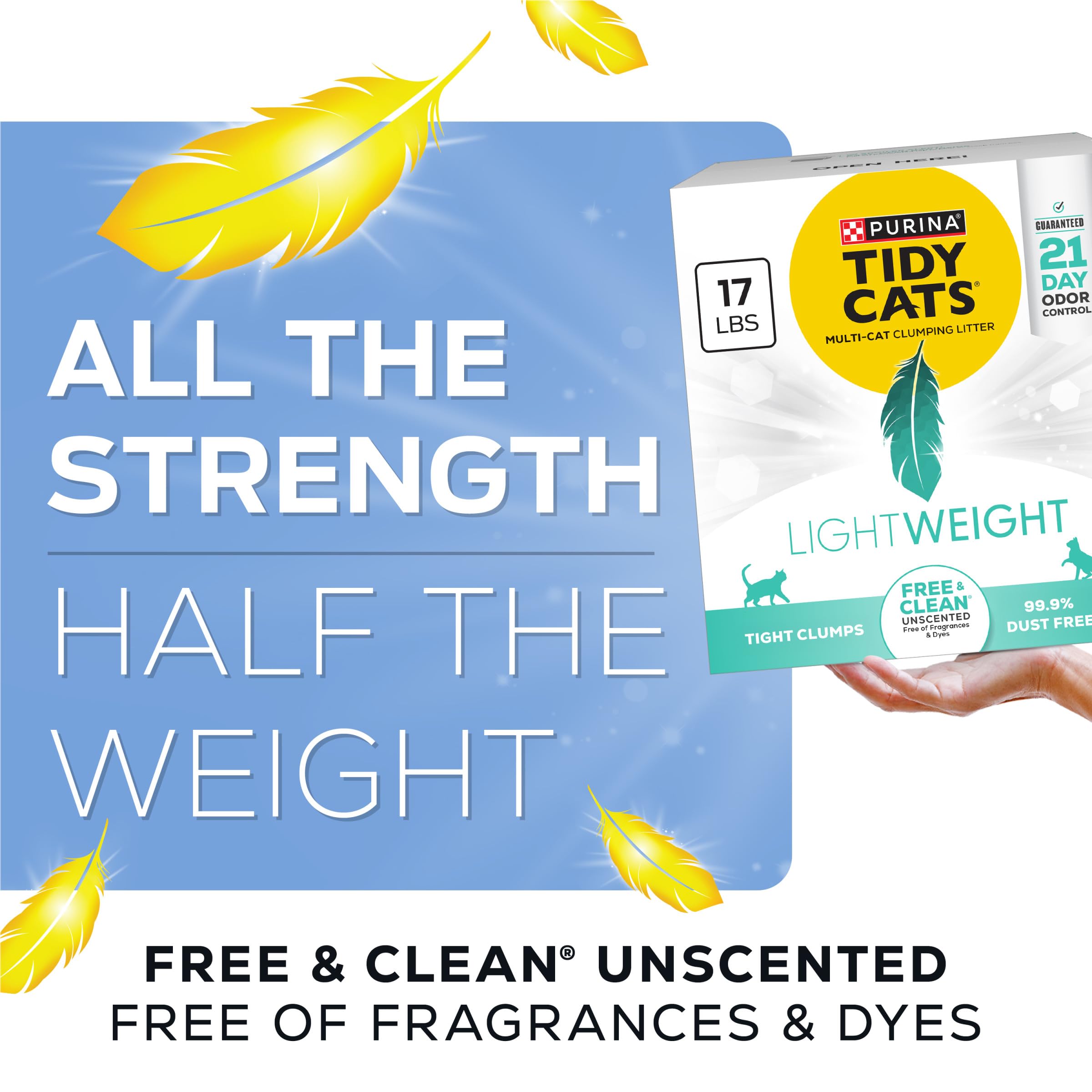 Purina Tidy Cats LightWeight?Free and Clean Unscented, Multi-Cat, Clumping, 99.9 Percent Dust Free Cat Litter - 17 lb. Box - Image 4