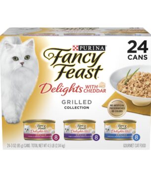 Purina Fancy Feast Delights with Cheddar Grilled Chicken, Turkey or Whitefish and Cheddar Cheese Feast in Gravy Wet Cat Food Variety Pack - (Pack of 24) 3 oz. Cans