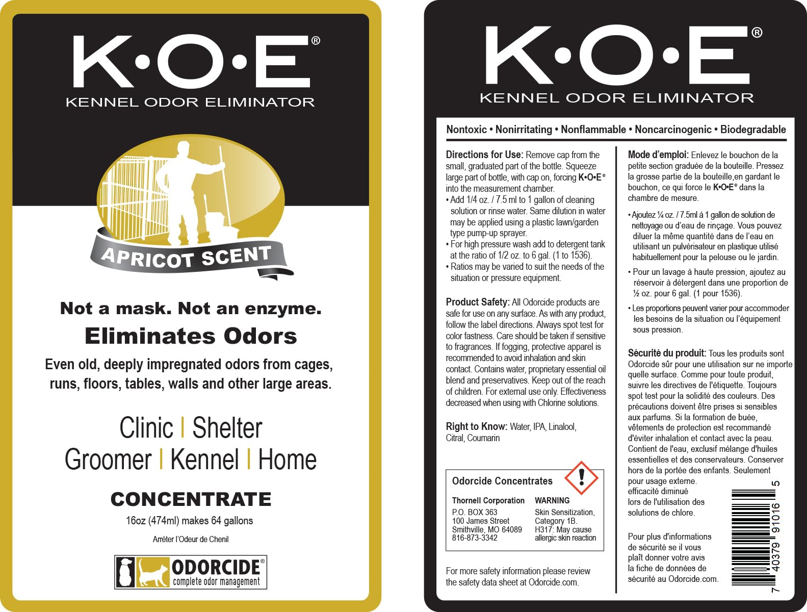 Odorcide K.O.E. Apricot Odor Eliminator 16 oz for Strong Odor for Cages, Runs & More ? Home & Kennel w/Safe, Non-Enzymatic Formula - Image 6