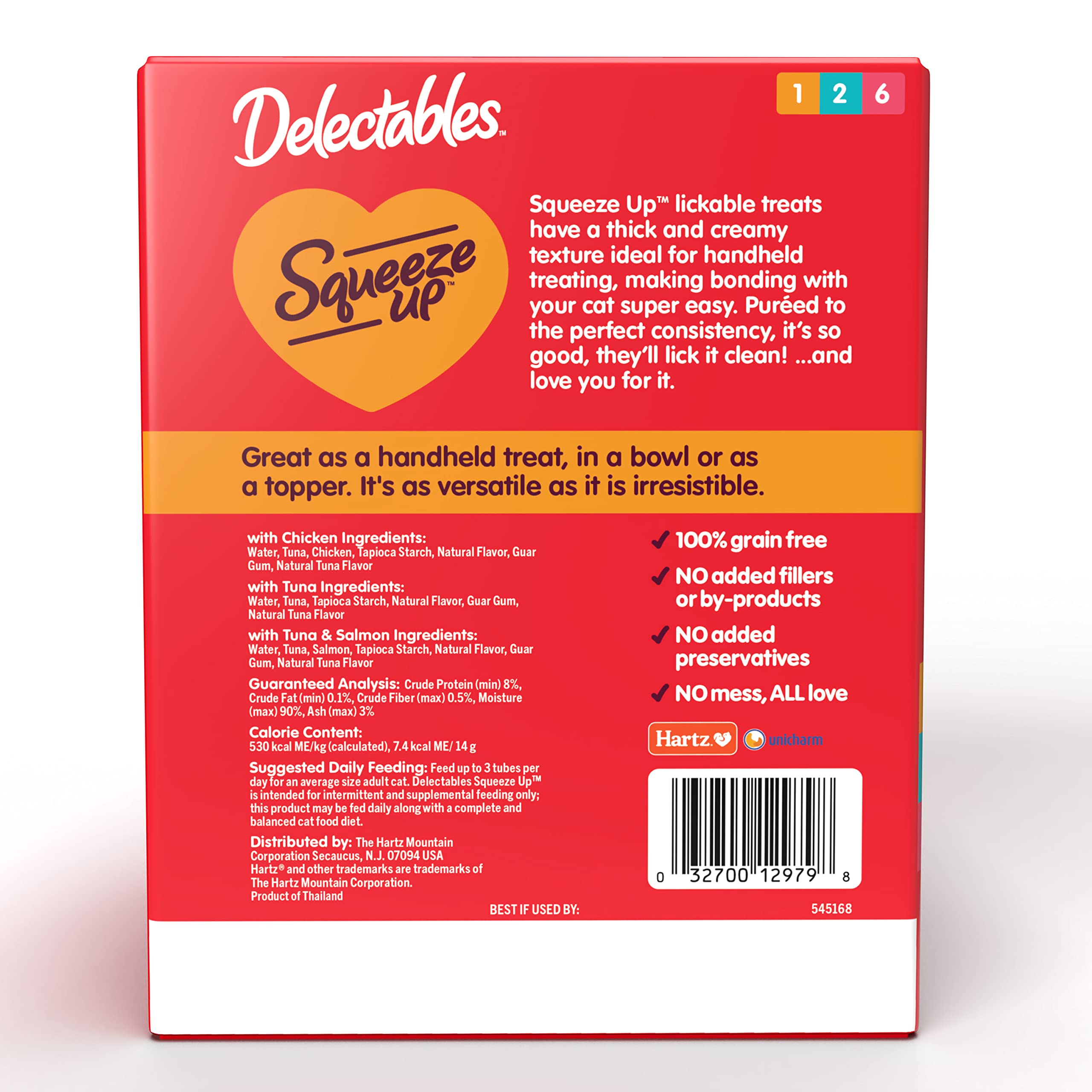 Delectables Squeeze Up Variety Pack, Creamy Squeezable Puree, Lickable Wet Cat Treats, Grain Free, No Added Fillers, No by-Products, No Added Preservatives, 0.5 Ounces Tube, 72 Tubes Total - Image 7