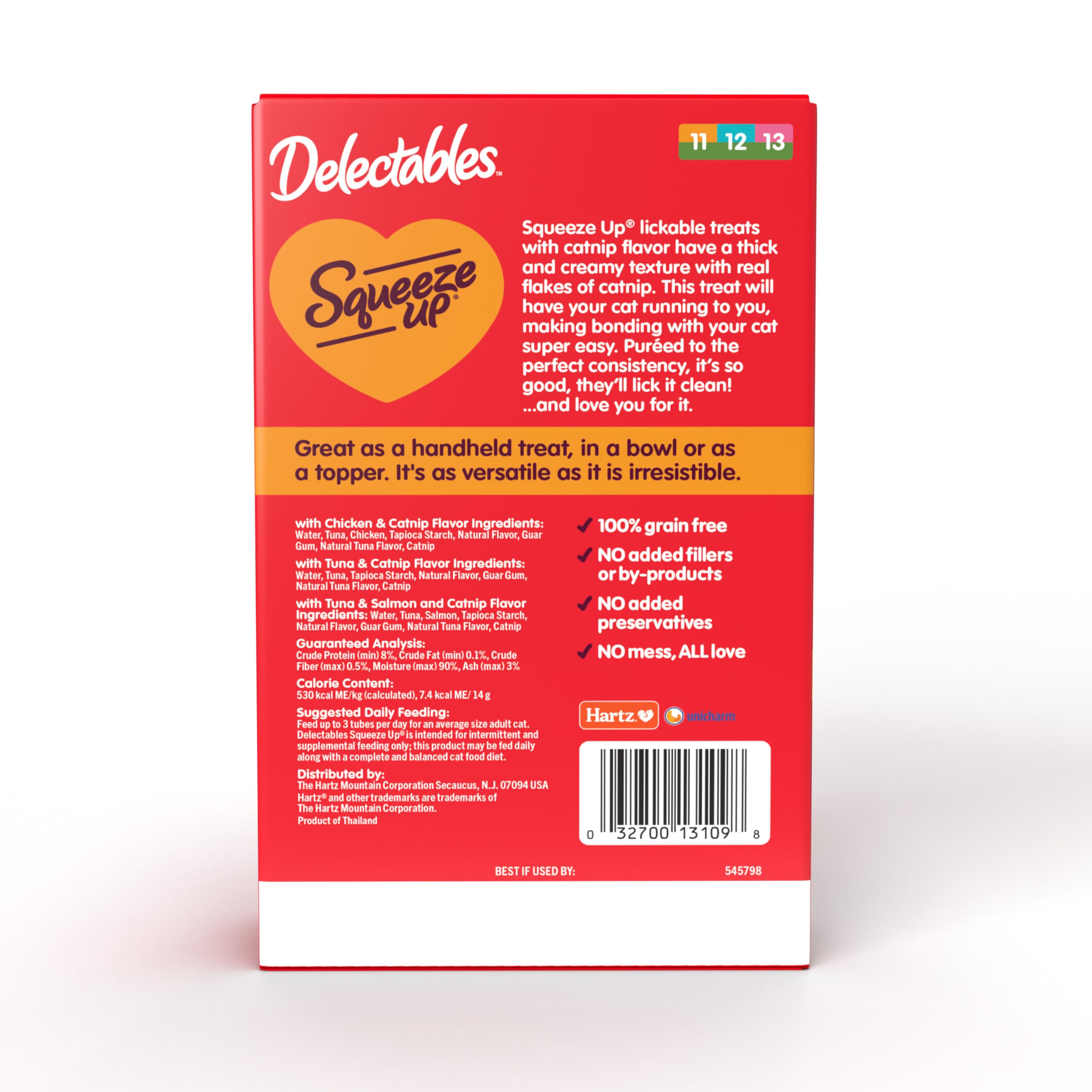 Delectables Squeeze Up Catnip Variety Pack, Creamy Squeezable Puree, Lickable Wet Cat Treats, Grain Free, No Added Fillers, No by-Products, No Added Preservatives, 0.5 Ounces Tube, 20 Tubes Total - Image 7