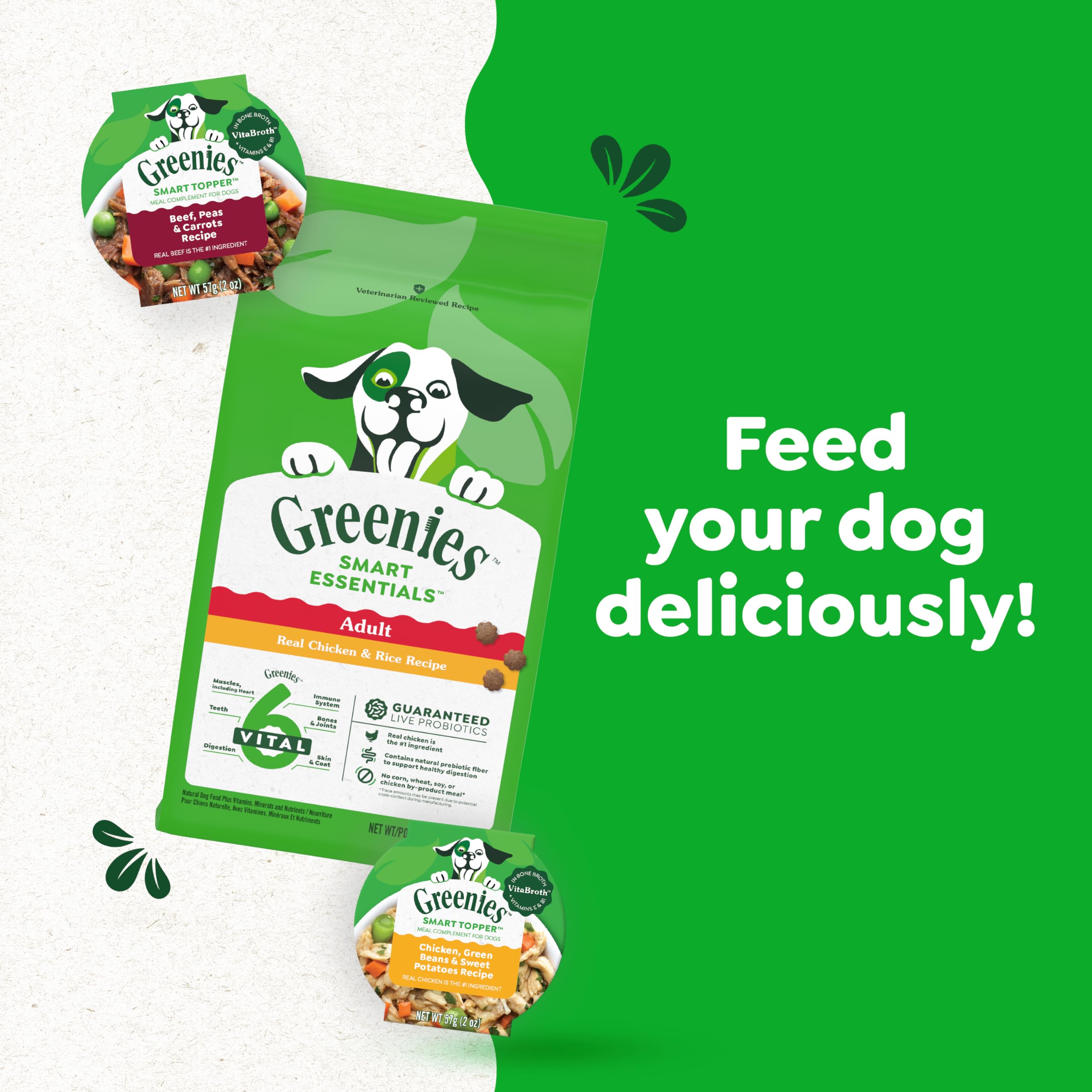 Greenies Smart Topper High Protein Wet Mix-in for Dogs, Chicken, Green Beans, and Sweet Potatoes Recipe & Beef, Peas, and Carrots Recipe Variety Pack, 8 Trays of 2oz. - Image 10