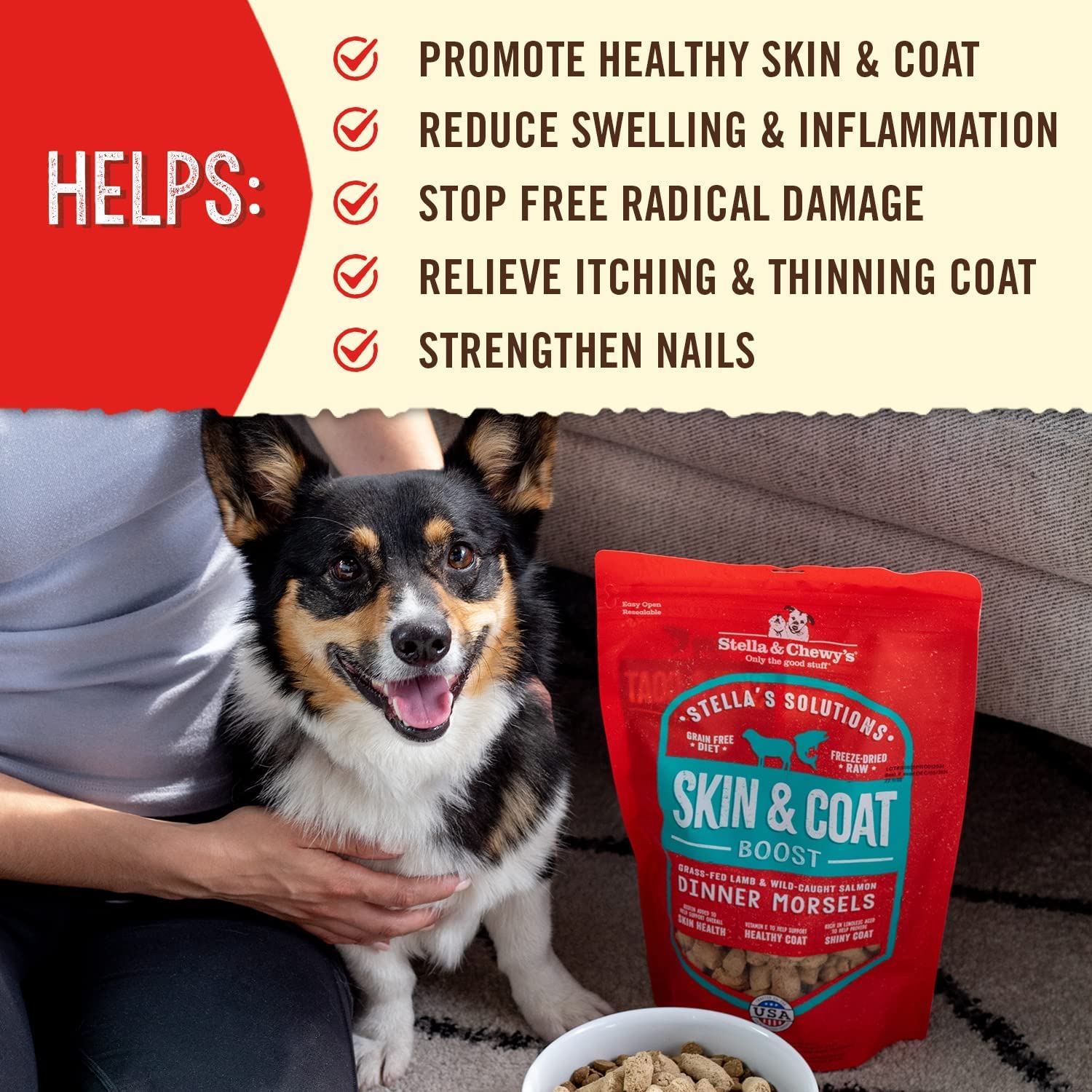 Stella & Chewy's ? Stella?s Solutions Skin & Coat Boost ? Grass-Fed Lamb & Wild-Caught Salmon Dinner Morsels ? Freeze-Dried Raw, Protein Rich, Grain Free Dog Food ? 4.25 oz Bag - Image 4