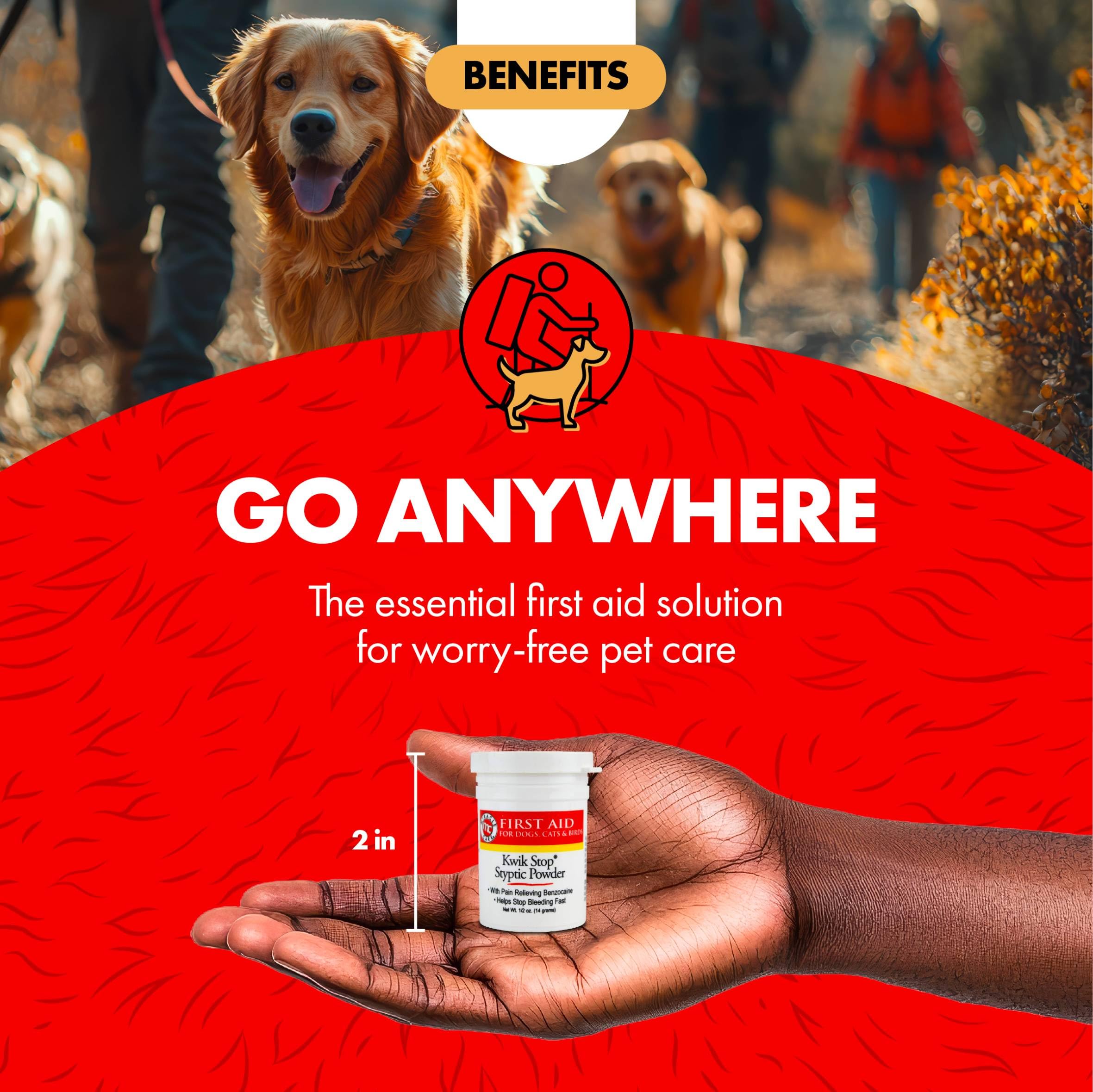 Miracle Care Kwik Stop Styptic Powder For Dogs, Cats and Birds, 0.5 Ounce, Fast Acting Blood Stop Powder with Pain Relieving Benzocaine - Image 7