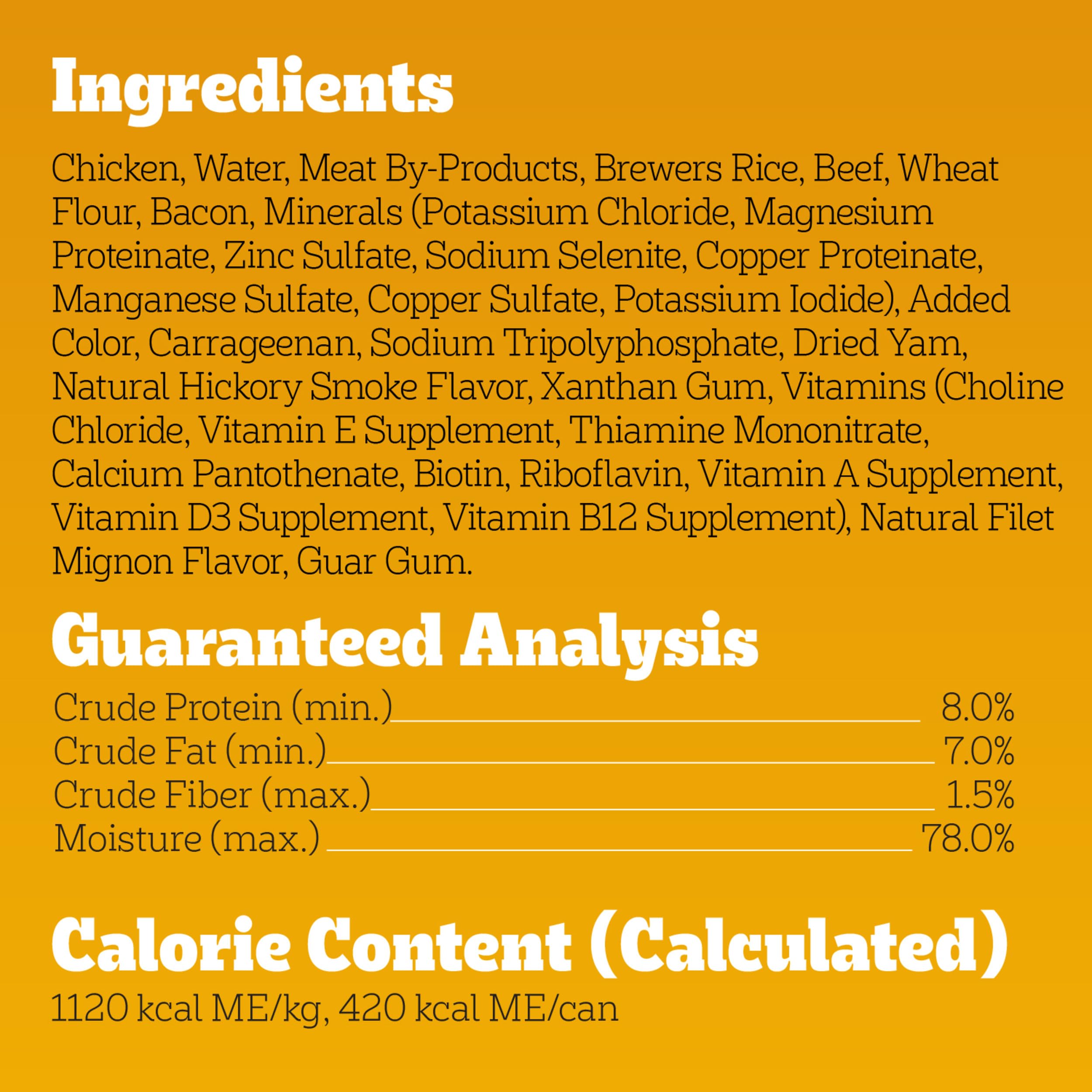 Pedigree Chopped Ground Dinner Adult Canned Soft Wet Dog Food, Filet Mignon & Bacon Flavor, 13.2 oz. Cans (12 Count, Pack of 1) - Image 6