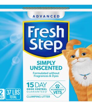 Fresh Step Advanced Simply Unscented Clumping Litter, Fresh Step Unscented Cat Litter Fights Odor on Contact, 37 lbs. (2 x 18.5 lb. Box)