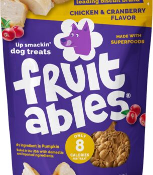 Fruitables Baked Dog Treats, Healthy Pumpkin Treat for Dogs, Low Calorie & Delicious, Free of Wheat, Corn and Soy, Made in The USA, Chicken and Cranberry Flavor, 12 oz