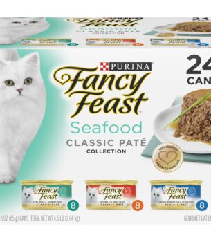 Purina Fancy Feast Seafood Classic Pate Collection Grain Free Wet Cat Food Variety Pack - (Pack of 24) 3 oz. Cans