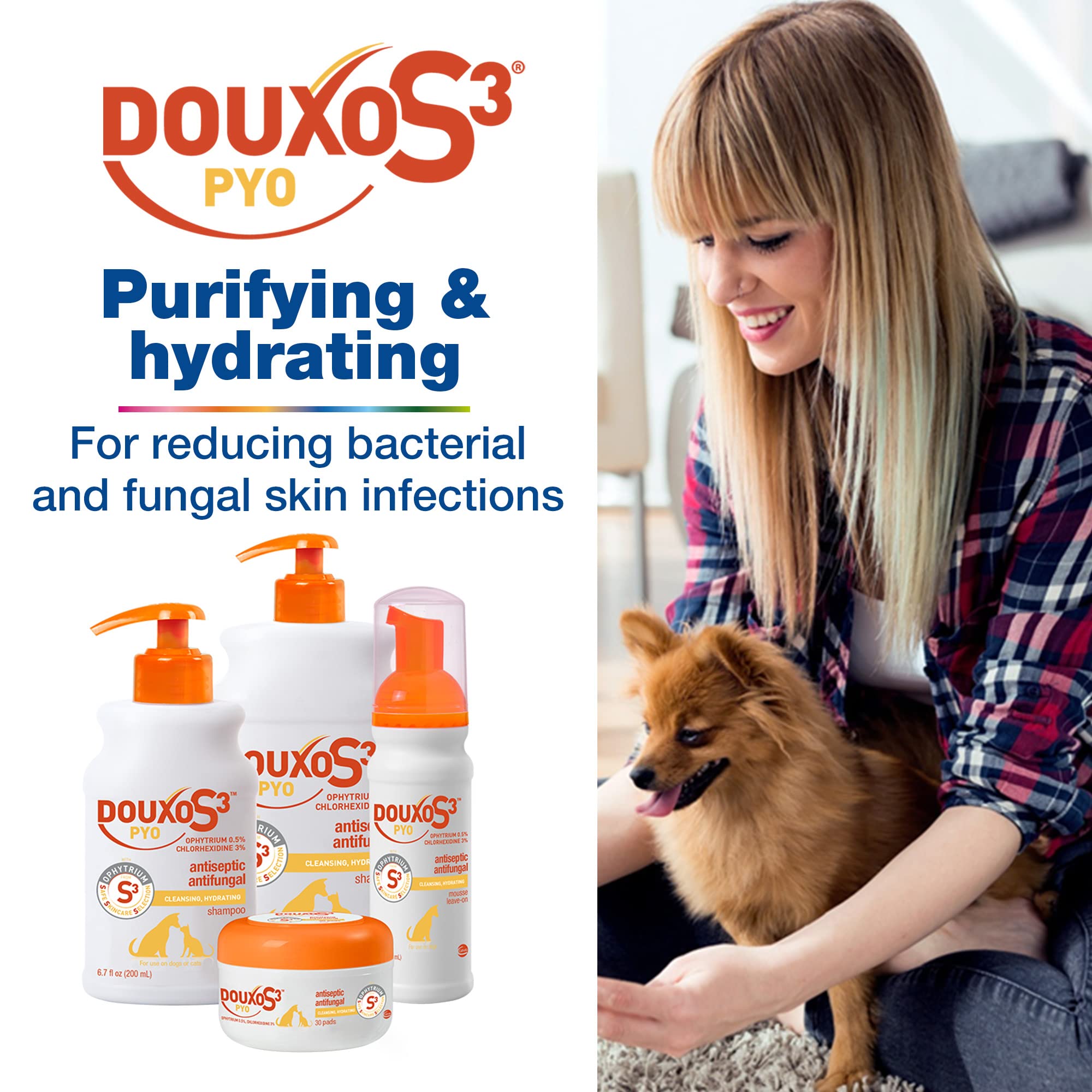 Douxo S3 Pyo Shampoo, Contains 3% Chlorhexidine & 0.5% Ophytrium, Antiseptic & Hydrating, For Bacterial or Yeast Skin Infections, For Dogs and Cats, 6.7 fl. oz. (200mL) - Image 3