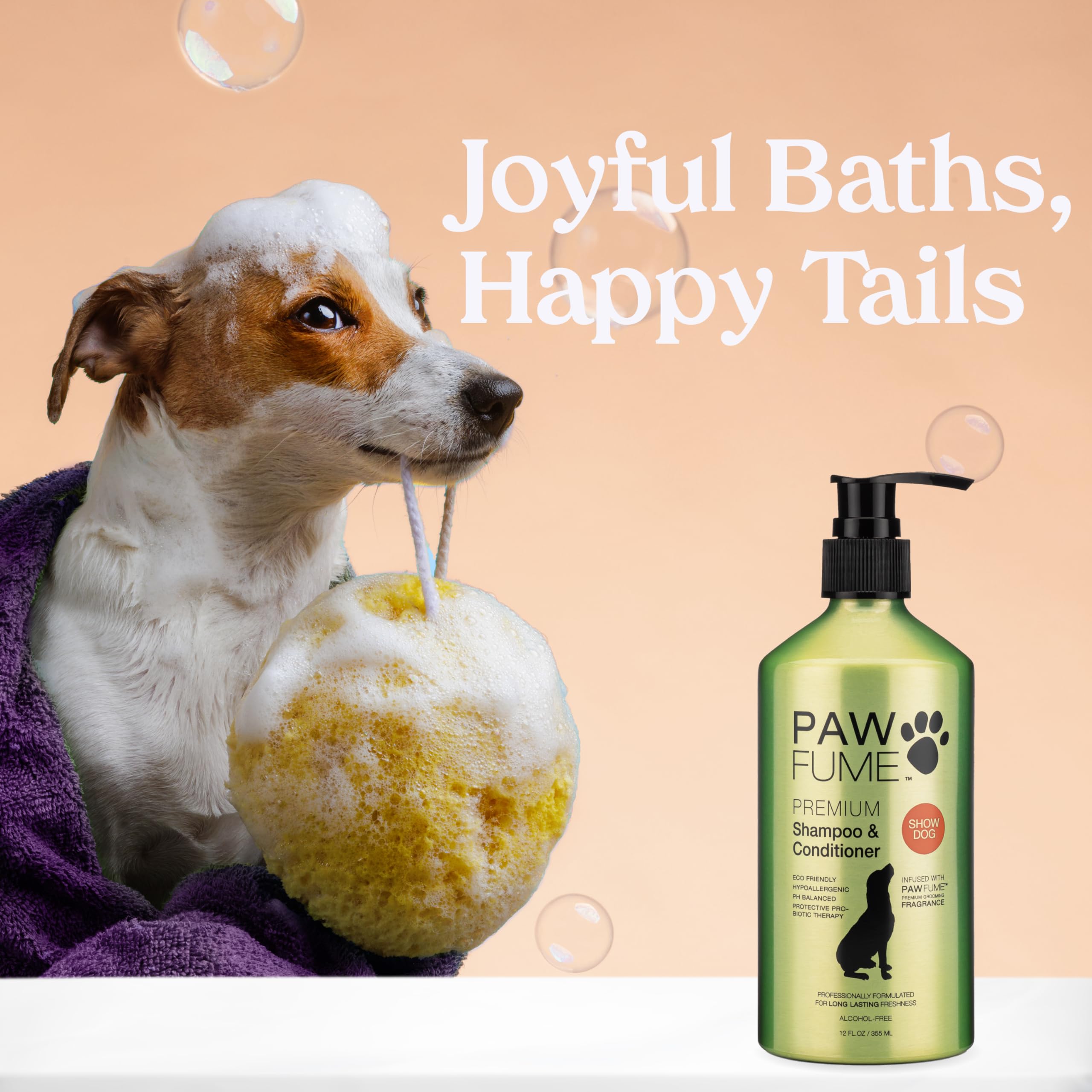PAWFUME Deshedding Dog Shampoo and Conditioner, Show Dog, 1-Pack ? Nourish & Detangle for Silky Soft Coat ? Probiotic, Deep-Cleaning, pH-Balanced Formula ? Salon-Quality Shampoo for Dogs - Image 2