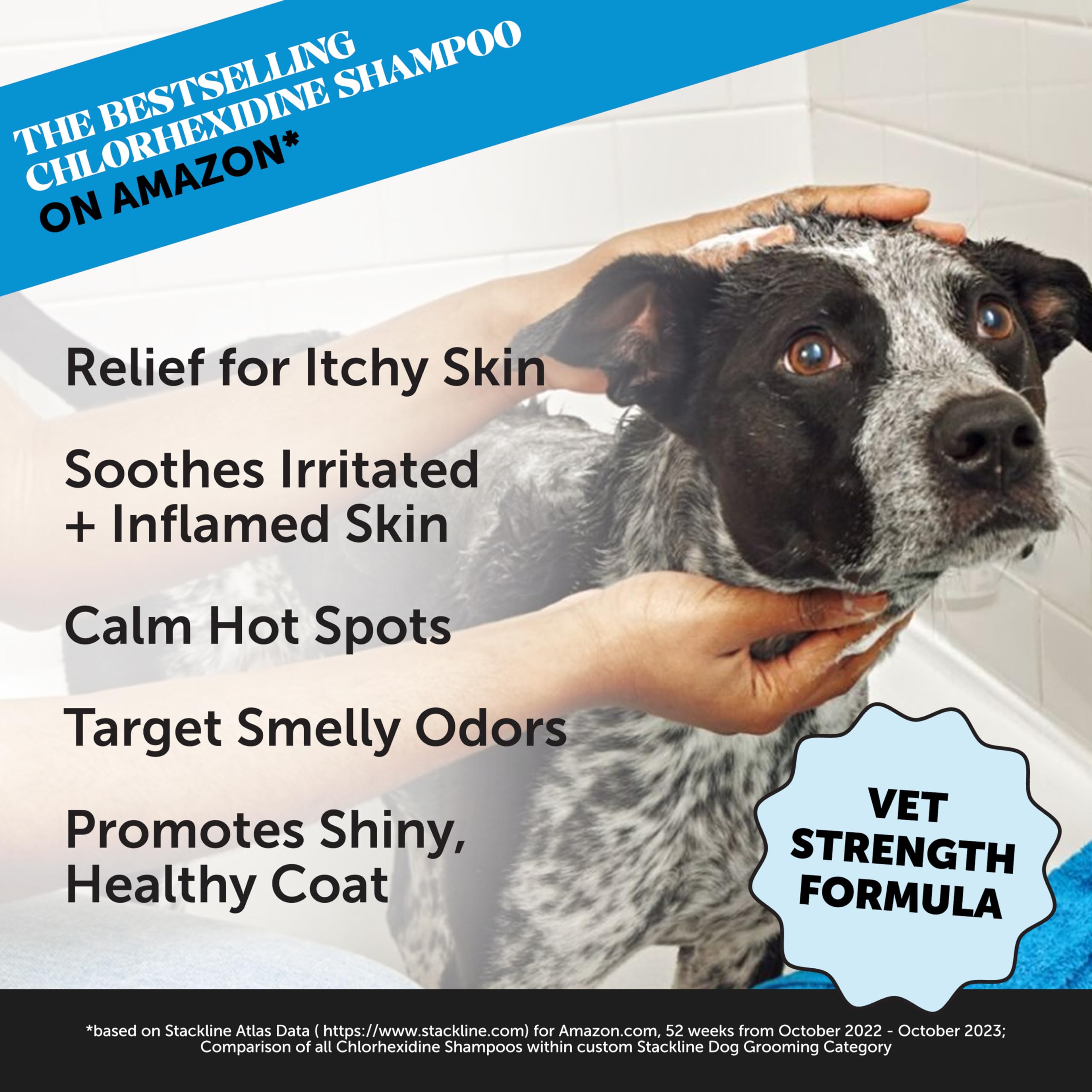 Chlorhexidine Cat & Dog Seasonal Itch Relief Shampoo, for Allergies, Itching, Skin and Coat Supplement, Helps Shedding, Hot Spots, Deodorizing Dog Shampoo & Grooming Supplies,16oz - Image 2