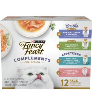 Purina Fancy Feast Lickable Appetizers and Broths Collection Grain Free Wet Cat Food Topper Variety Pack - 12 ct. Box (Pack of 2 Pack)
