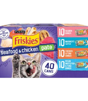 Purina Friskies Pate Wet Cat Food Variety Pack Seafood and Chicken Pate Favorites 40ct VP - (Pack of 40) 5.5 oz. Cans