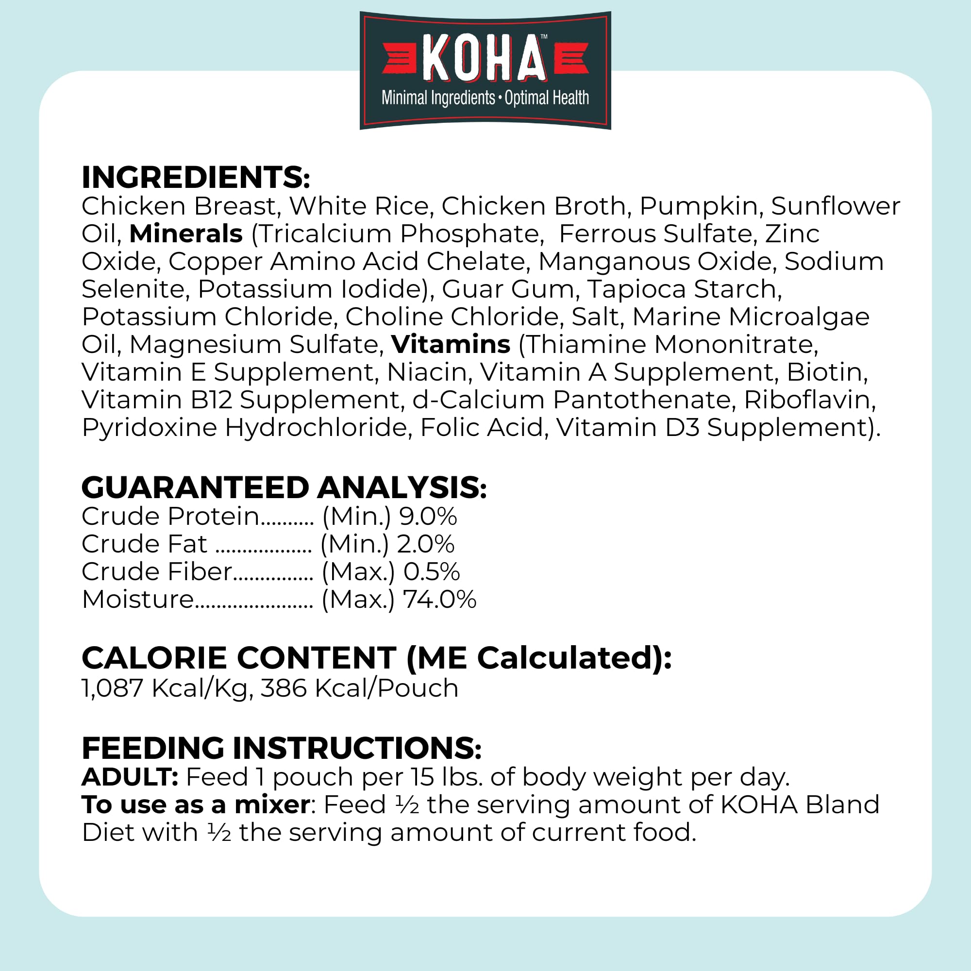 KOHA Limited Ingredient Bland Diet for Dogs, Chicken and White Rice Sensitive Stomach Wet Dog Food, Sold in Over 5,000 Vet Clinics & Pet Stores, Gentle Easy to Digest Bland Diet Dog Food, Pack of 6 - Image 7