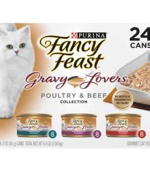 Purina Fancy Feast Gravy Lovers Poultry and Beef Grilled Gourmet Wet Cat Food Variety Pack - (Pack of 24) 3 oz. Cans
