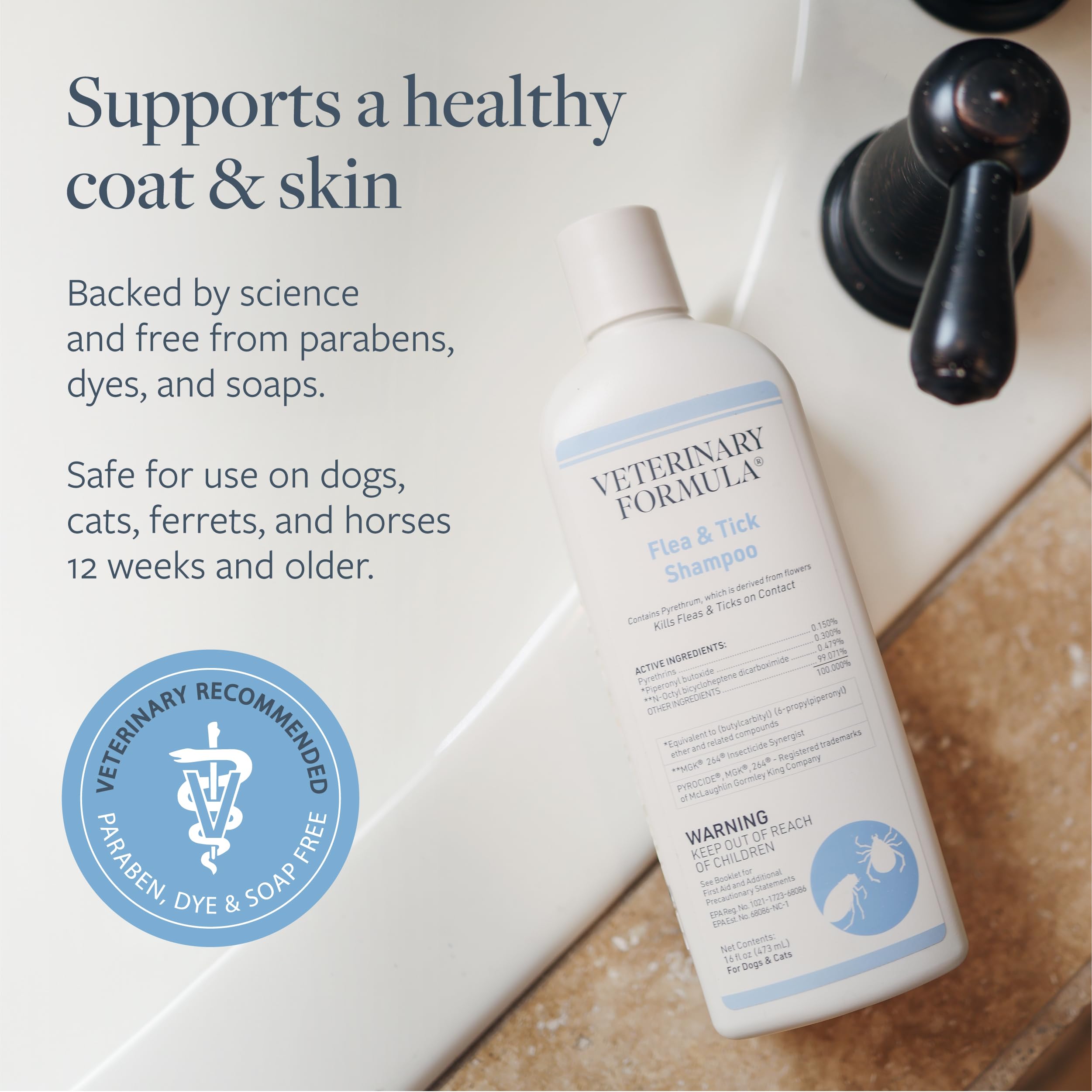 Veterinary Formula Flea and Tick Shampoo for Dogs and Cats, 16 oz - Image 3
