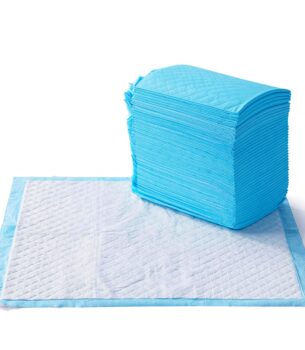 Amazon Basics Heavy Duty Dog and Puppy Pee Pads, 5-Layer Leak-Proof Ultra Absorbent, Quick-Dry Surface, Potty Training, Regular (24x23"), 50 Count, Blue & White