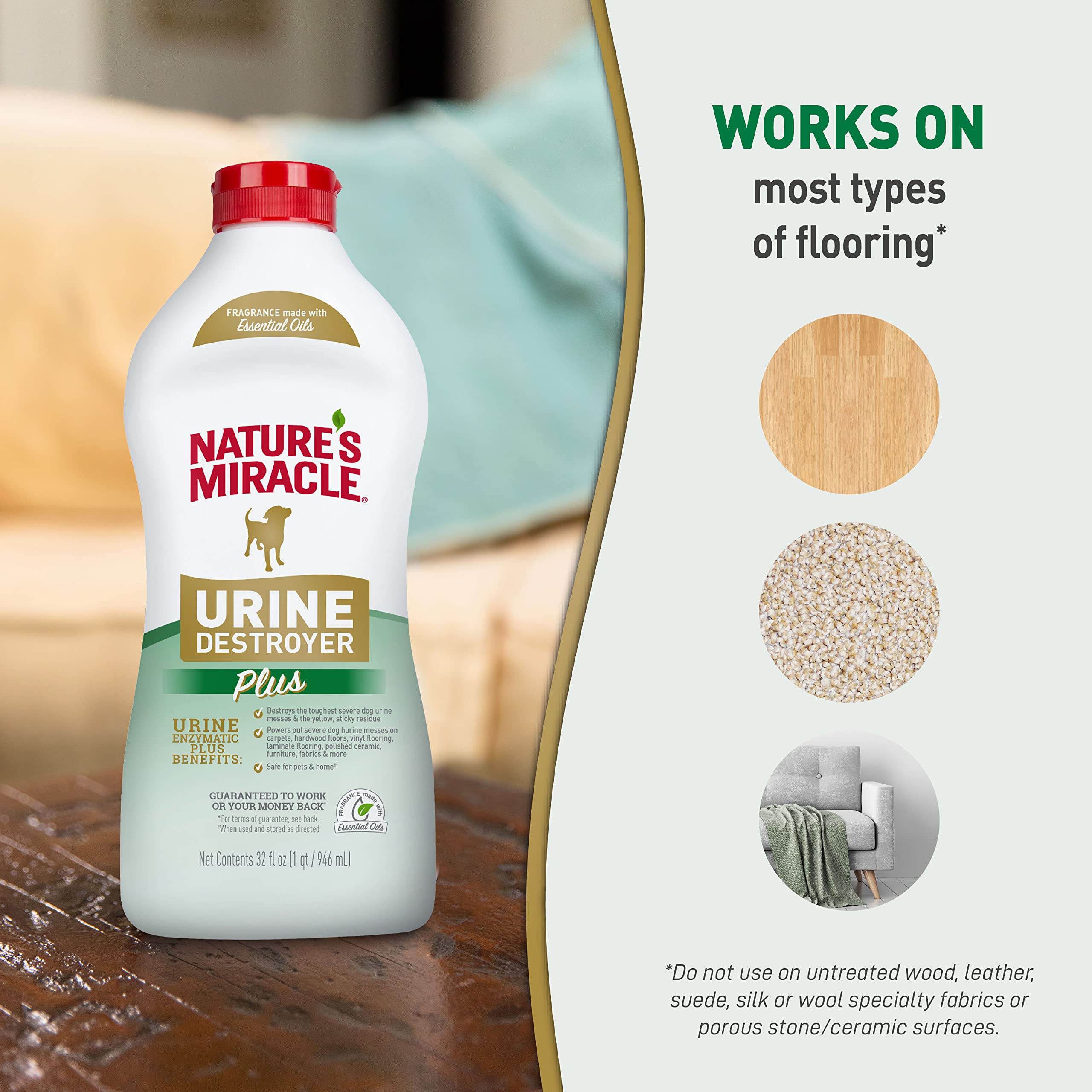 Nature's Miracle Urine Destroyer Plus for Dogs, Enzymatic Formula for Severe Dog Urine Stains, 32 fl oz - Image 7