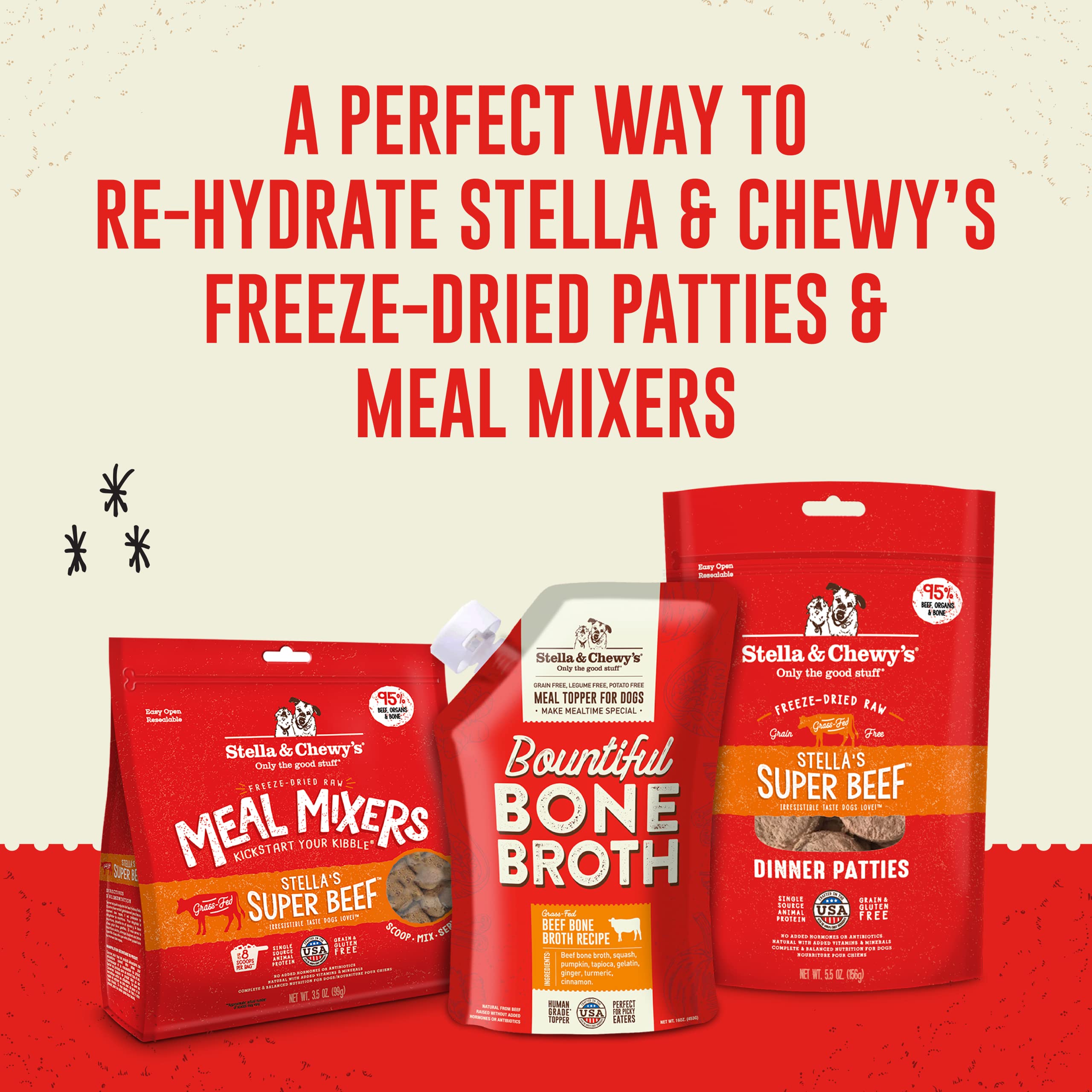 Stella & Chewy's Human-Grade Grass-Fed Beef Bone Broth for Dogs - Joint & Gut Health Liquid Food Topper with Collagen & Turmeric, 16 Fl Oz Resealable Pouch - Image 4