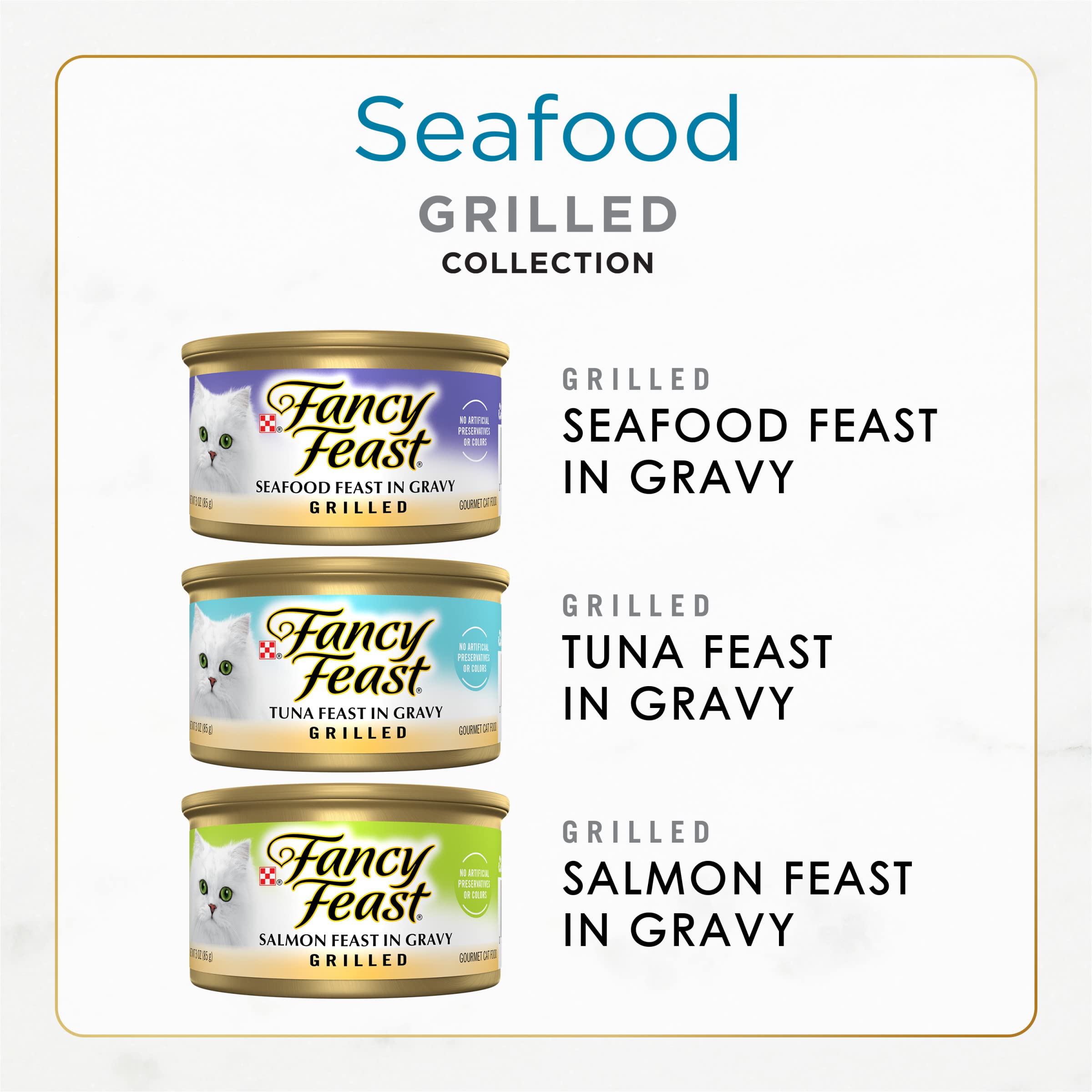 Purina Fancy Feast Grilled Wet Cat Food Seafood Collection in Wet Cat Food Variety Pack - (Pack of 24) 3 oz. Cans - Image 2