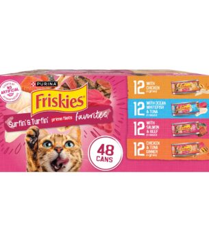 Purina Friskies Gravy Wet Cat Food Variety Pack, Surfin? and Turfin? Prime Filets Favorites - 48 ct. Can